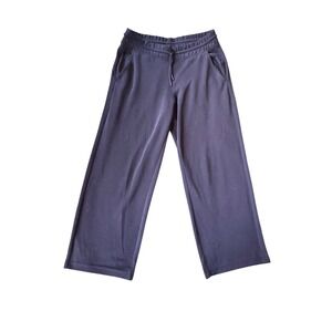 Athleta Black Wide Leg Cropped Pants Drawstring Waist Lounge Casual Size M